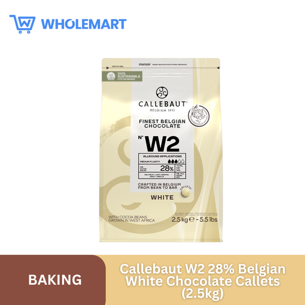 Callebaut W2 28% Belgian White Chocolate Callets (2.5kg)