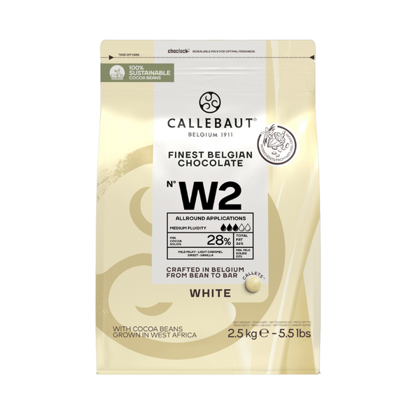 Callebaut W2 28% Belgian White Chocolate Callets (2.5kg)