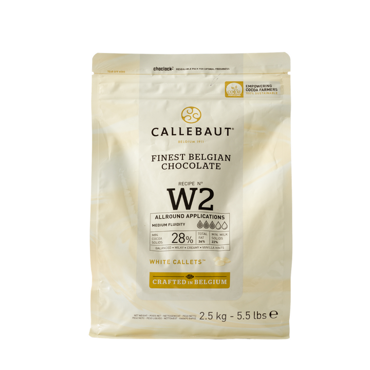 Callebaut W2 28% Belgian White Chocolate Callets (2.5kg) - Wholemart