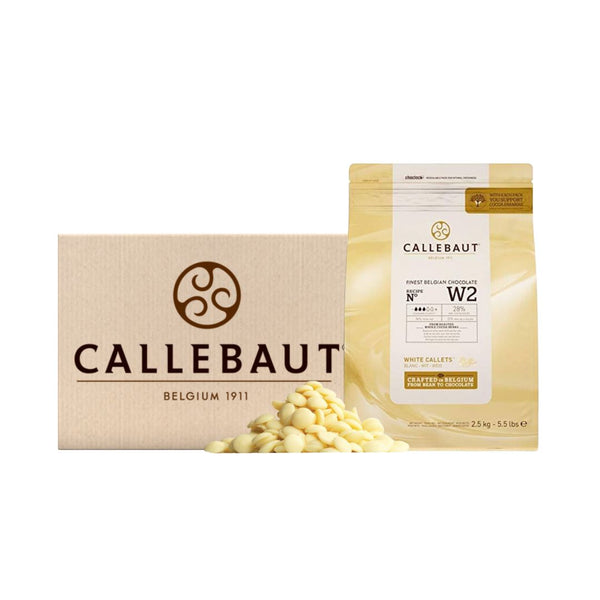 Callebaut W2 28% Belgian White Chocolate Callets (8x2.5kg) - Wholemart